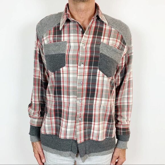 DRx Romanelli Vintage Mens Size XL Joyce Plaid and Sweater Shacket Jacket Shirt - Picture 1 of 9